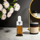 5 ml / 0.17 oz Amber Glass Mini Size Sample Bottle with Silver Dropper (50 Pack)