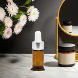 3 ml / 0.10 oz Amber Glass Mini Tiny Size Sample Bottle with Silver Metal and Glass Dropper (50 Pack)