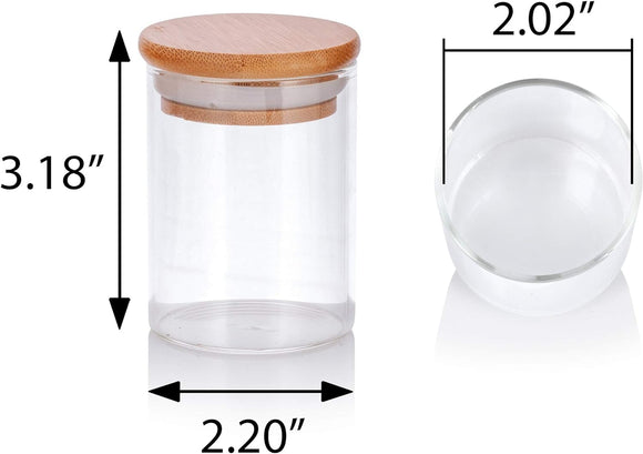 4 oz Clear Glass Tall Borosilicate Jar with Bamboo Silicone Sealed Lid (200 pack)