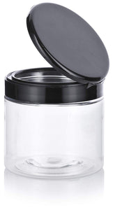 Plastic Jar in Clear with Black Flip Top Cap - 16 oz / 480 ml