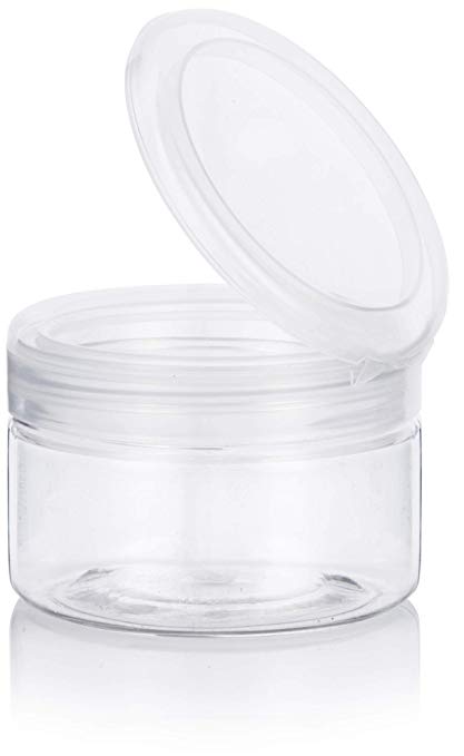 12 oz Clear PET Plastic Low Profile Jar with Gold Metal Overshell Lid (12  Pack)