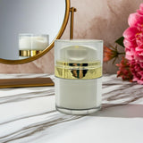 (2 Pack) 1 oz / 30 ml White and Gold Refillable Airless Jar - JUVITUS