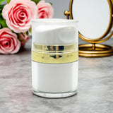 (2 Pack) 1 oz / 30 ml White and Gold Refillable Airless Jar - JUVITUS