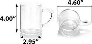 12 oz Clear Glass Mug Cup With Handle for Hot or Cold Coffee Tea (100 Pack)
