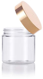 Plastic Jar in Clear with Gold Metal Overshell Lid - 4 oz / 120 ml