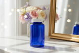 17 oz Cobalt Blue Plastic Wide Mouth Packer Bottle with White Lid