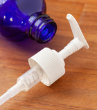 (12 Pack) 8 oz Cobalt Blue Glass Boston Round Bottle with White Lotion Pump