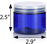 Plastic Low Profile Jar in Cobalt Blue with Natural Clear Flip Top Cap - 6 oz / 180 ml