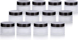 1 oz Frosted Clear Glass Jar with Black Foam Lined Lid (12 Pack)