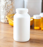 17 oz White HDPE Plastic Packer Bottle with White Ribbed Lid (3 Pack)