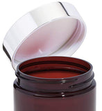 Plastic Low Profile Jar in Amber with Silver Metal Overshell Lid - 4 oz / 120 ml