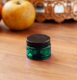 (12 Pack) 1 oz Green Glass Thick Wall Balm Jars with Black Smooth Foam Lined Lids