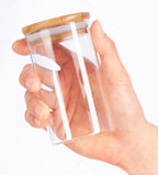 10 oz Clear Glass Tall Jar with Bamboo Lid (12 pack)