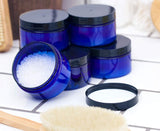 Plastic Heavy Wall Low Profile Jar in Cobalt Blue with Black Foam Lined Lid - 4 oz / 120 ml