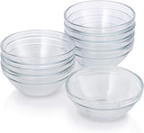 (8 Pack) 3.5 Inch Heavy Clear Glass Bowls 2 Fl Oz Capacity