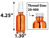 1 oz / 30 ml Rose Gold Glass Boston Round Bottle with White Treatment Pump (12 Pack)