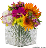 Dimpled Clear Glass Cube Vase or Candle Holder 6x6 Square