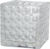 Dimpled Clear Glass Cube Vase or Candle Holder 6x6 Square