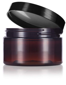 Plastic Low Profile Jar in Amber with Black Foam Lined Lid - 4 oz / 120 ml