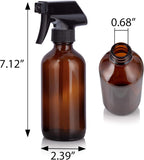 8 oz Amber Glass Boston Round Bottle with Black Trigger Sprayer (4 Pack) - JUVITUS