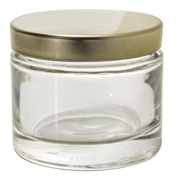 2 oz Clear Glass Balm Jar with Gold Metal Lid (6 pack)