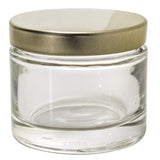 2 oz Glass Balm Jar in Clear with Gold Metal Foam Lined Lid (6 pack)