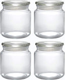 Large 16 oz Candle Glass Jar with Airtight Glass Cover Lid (4 pack)