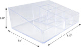 Clear Plastic 9 Compartment Countertop Organizer for Lipticks, Makeup, and Cosmetics