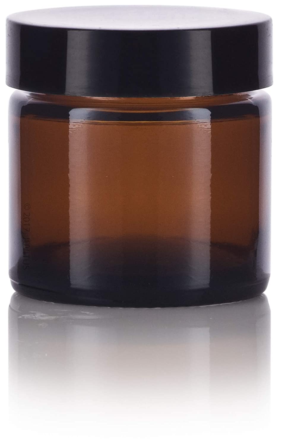 Amber Thick Glass Straight Sided Jar with Gold Metal Overshell Lid - 2 oz /  60 ml (12 pack)