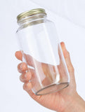 25.5 oz Clear Large Glass Wide Mouth Jar with Gold Metal Airtight Lid (6 PACK)