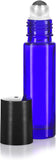 0.33 oz / 10 ml Cobalt Blue Glass Bottle with Stainless Steel Roll On Applicator and Cap (100 PACK)