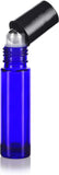 0.33 oz / 10 ml Cobalt Blue Glass Bottle with Stainless Steel Roll On Applicator and Cap (50 PACK)