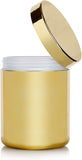 32 oz Gold Shiny Metallic Plastic Large Refillable Jar with Matching Gold Lid (3 pack)