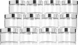 12 oz Clear Plastic Jar with Metal Silver Overshell Lid (12 pack)