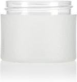 2 oz Frosted Clear Plastic Thick Wall Jar with White Smooth Lid (12 Pack)