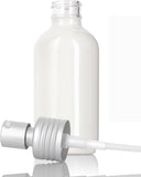 4 oz High Shine Glass Boston Round Bottle with Metal Aluminum Treatment Pump (12 Pack)
