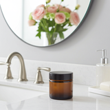 1 oz Amber Glass Straight Sided Jar with Black Smooth Lids  (12 Pack)