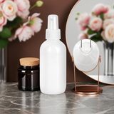 (12 Pack) 4 oz / 120 ml High Shine Gloss White Glass Boston Round Bottle with White Fine Mist Spray - JUVITUS