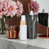 Clear Natural Plastic HDPE Cylinder Squeeze Bottle with Gold Fine Mist Sprayer (12 Pack)