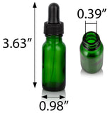 .05 oz Green Glass Boston Round Bottle with Black Dropper (12 Pack)