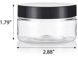 4 oz Clear Plastic Low Profile Jar with Black Foam Lined Lid (12 Pack)