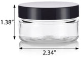 2 oz Clear Plastic Low Profile Jar with Black Foam Lined Lid (12 Pack)