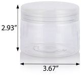 12 oz Clear Plastic Low Profile Jar with Natural Clear Flip Top Cap (12 Pack)