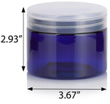 12 oz Cobalt PET Plastic Refillable Low Profile Jar with Flip Top  (12 Pack)