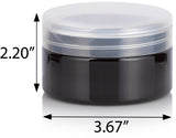 8 oz Black PET Plastic Refillable Low Profile Jar with Clear Natural Flip Top Cap (12 Pack)