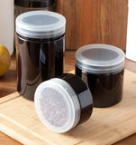 8 oz Black PET Plastic Refillable Low Profile Jar with Clear Natural Flip Top Cap (12 Pack)