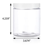Clear Plastic Straight sides Jar with White Foam Lined Lid ( 12 Pack) - JUVITUS