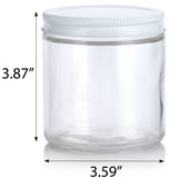 16 oz Thick Glass Straight Sided Jar with White Metal Airtight Lid (12 Pack)