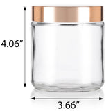 16 oz Clear Thick Glass Straight Sided Jar with Gold Metal Overshell Lid (12 Pack)