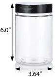 25 oz Clear Plastic Straight Sided Jar with Black Flip Top Cap (12 Pack)